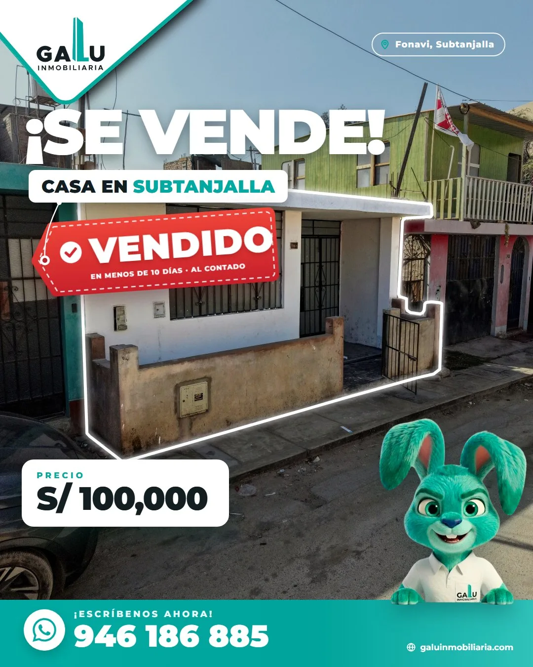 Casa en remate de 90 m² en Fonavi, Subtanjalla