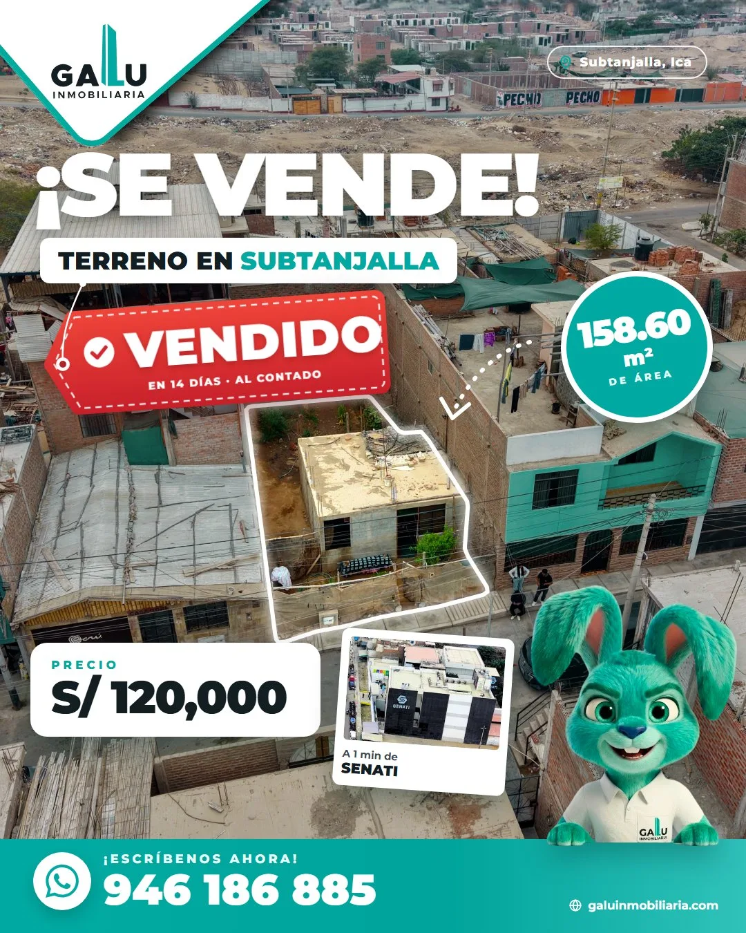 Terreno de 158.60 m² con construcción en Subtanjalla