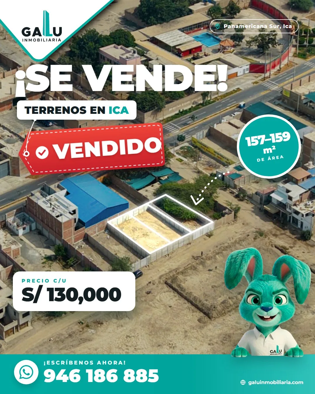 3 terrenos de 158 m² c/u en Urb. Santa Rosa del Palmar, Ica