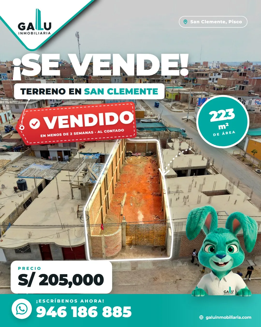 Terreno cercado de 223.36 m² en San Clemente, Pisco